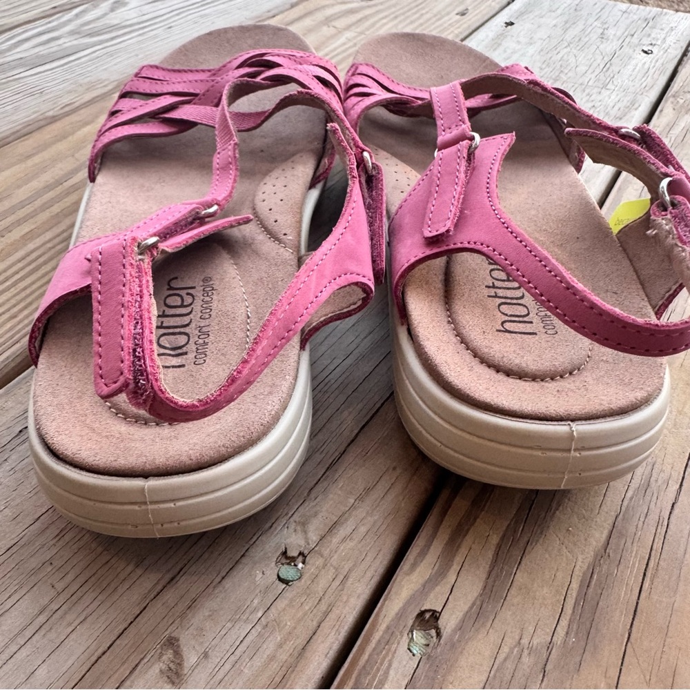 Hotter Comfort Concept Maisie Sandals | Pink & tan Leather | Size 9.5 EXF | New - Picture 4 of 7